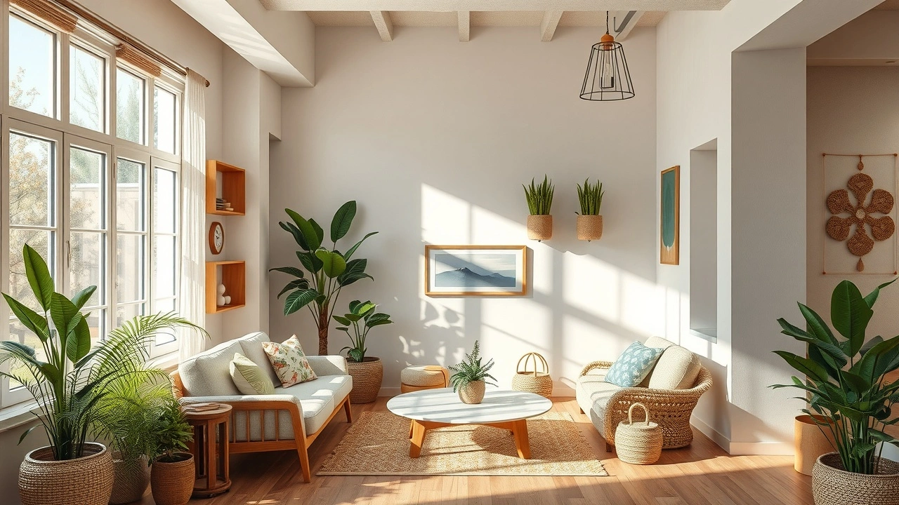 interieur decoratif avec materiaux durables et couleurs naturelles