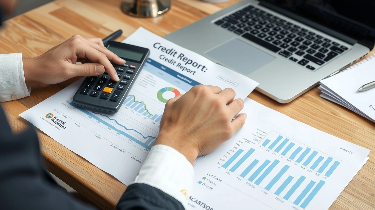 person analysant son rapport de credit avec des documents