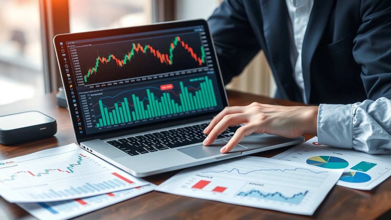 person analysant des graphiques boursiers sur un ordinateur