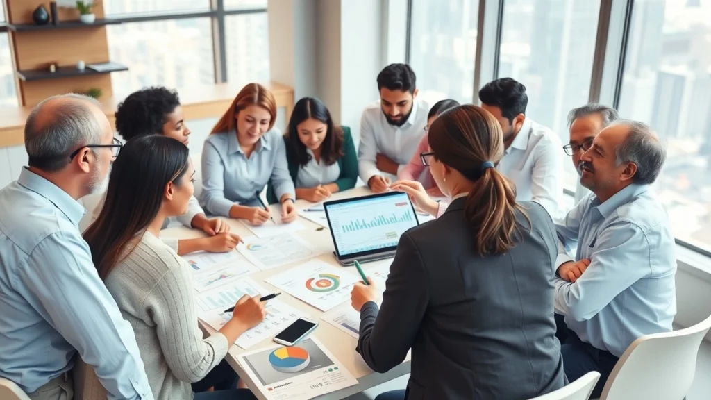 Une image illustrant un atelier d'éducation financière avec des personnes apprenant à investir.
