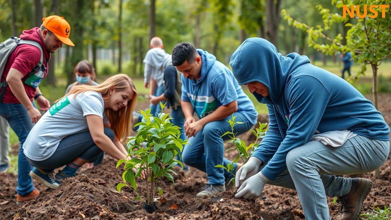 bénévoles plantant des arbres dans une communauté