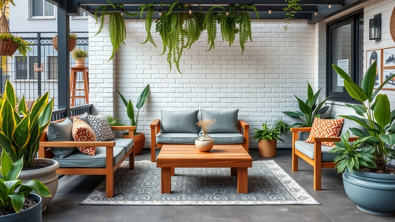 espace exterieur avec mobilier ecologique et decoration