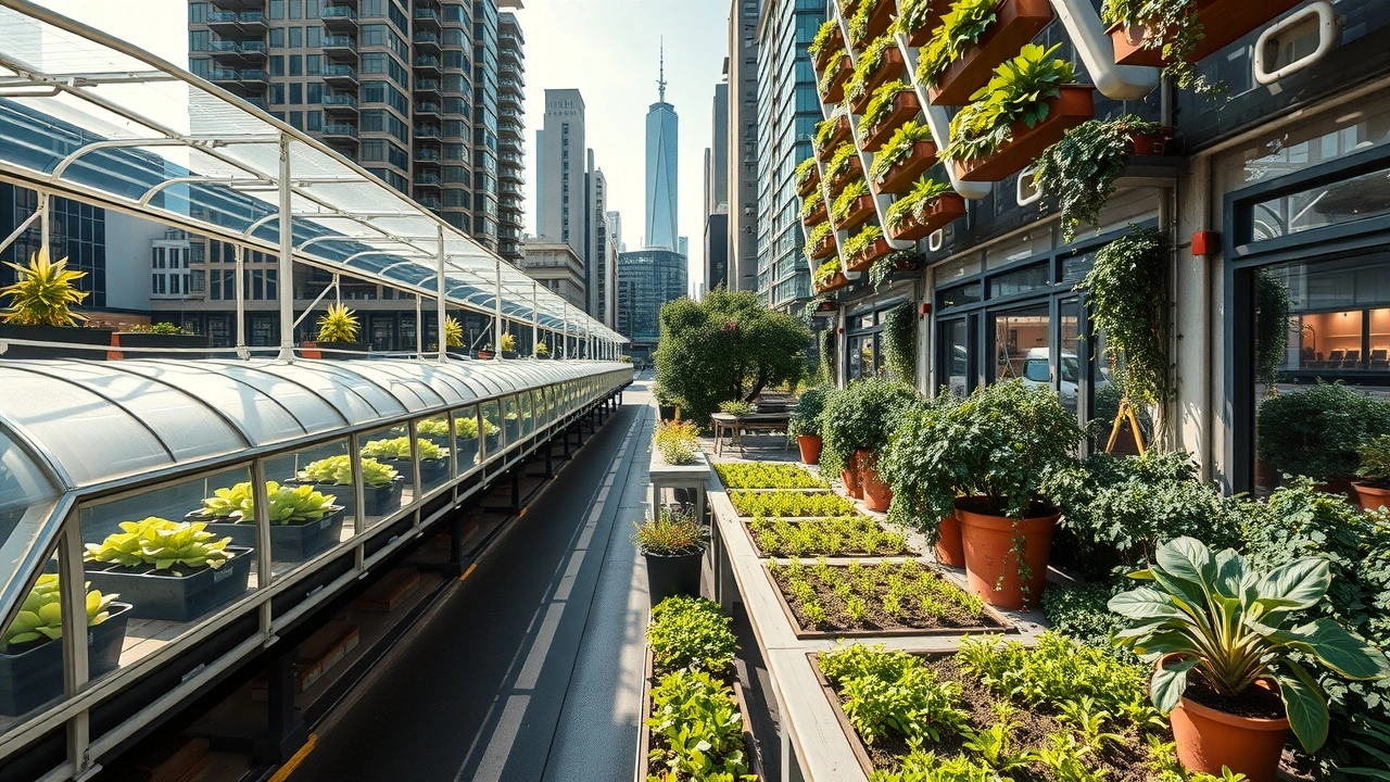 fermes urbaines avec jardins verticaux dans une ville moderne