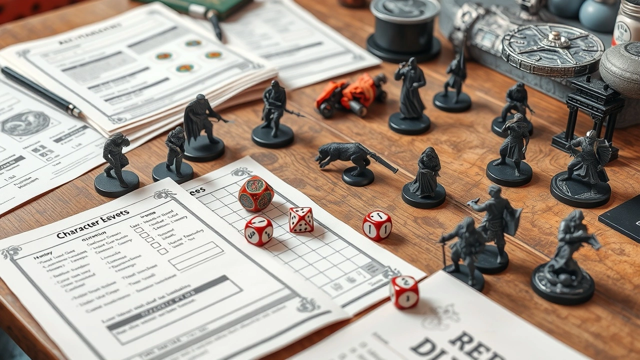 vue d'un jeu de rôle sur table avec accessoires