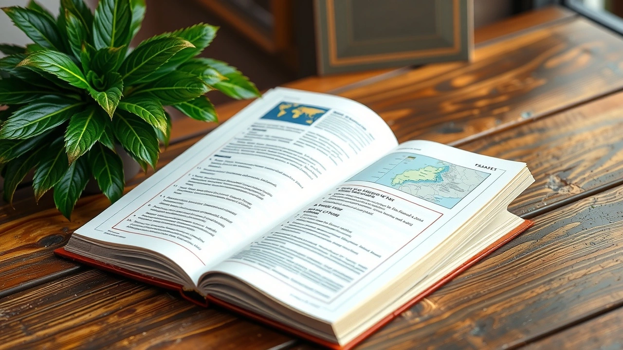 livre de voyage ouvert sur une table en bois
