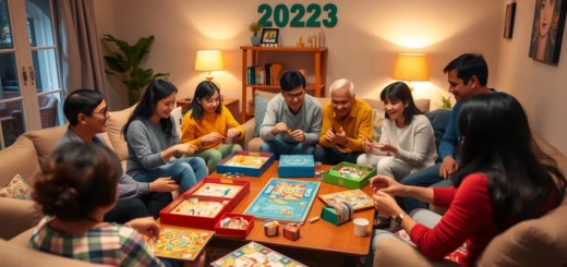 Une soirée de jeux de société avec des amis et la famille dans un salon chaleureux.