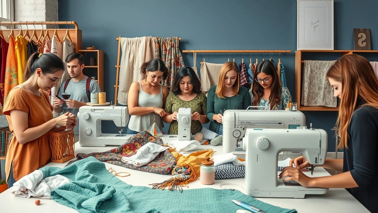 groupe de participants dans un atelier de creation textile