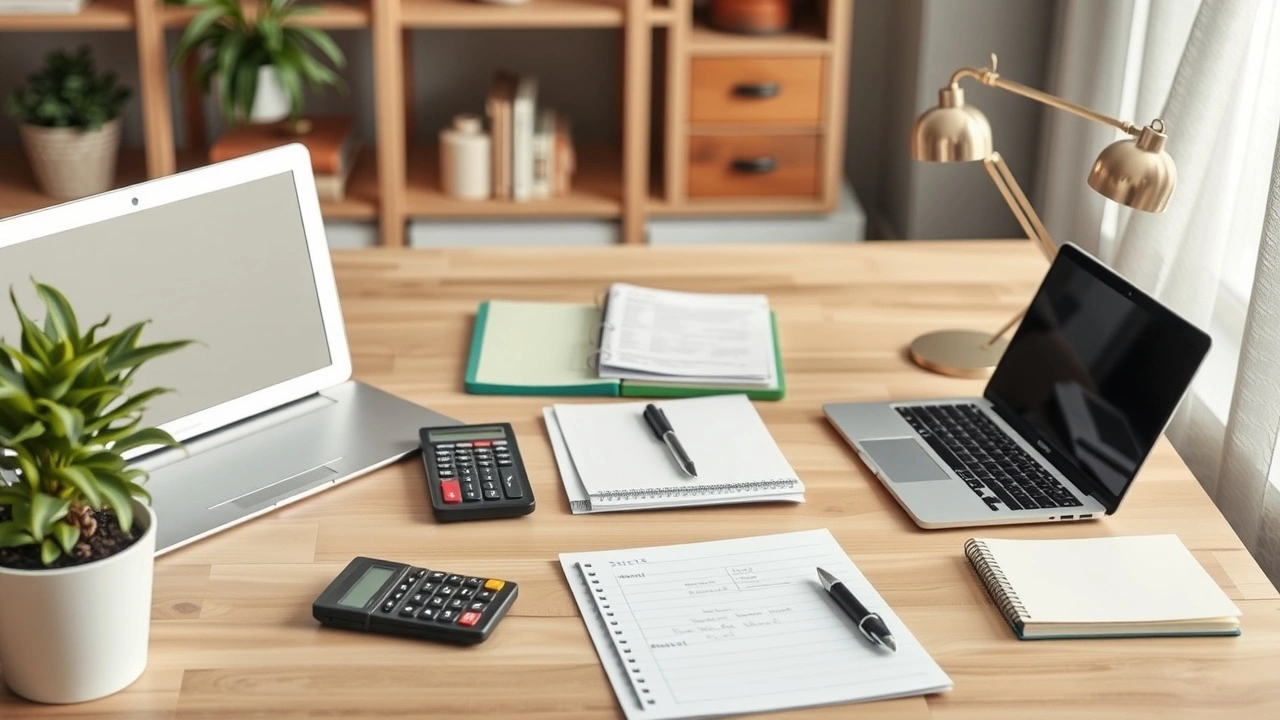 bureau organise avec outils de planification financiu00e8re