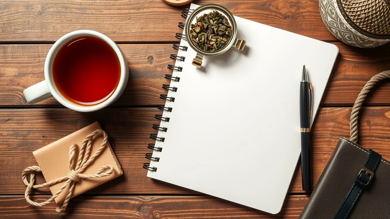 espace de travail avec un journal et une tasse