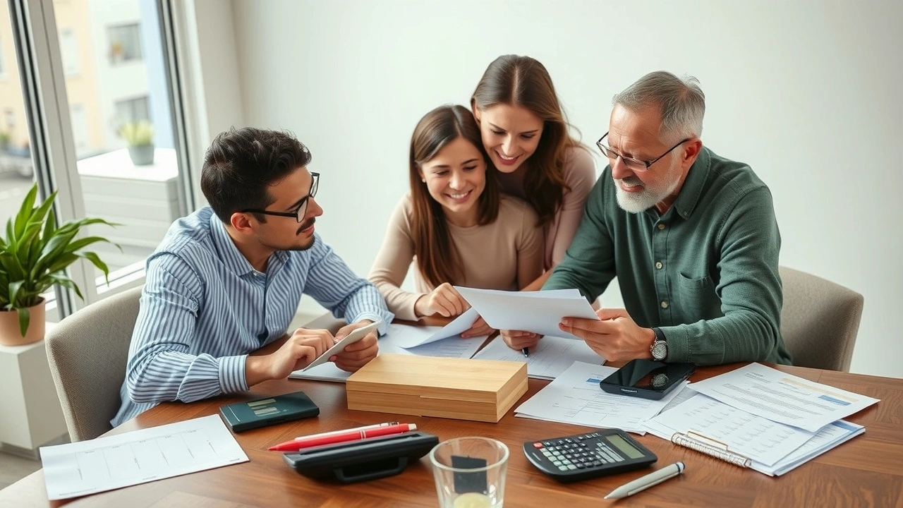 famille en train de faire un budget avec des documents