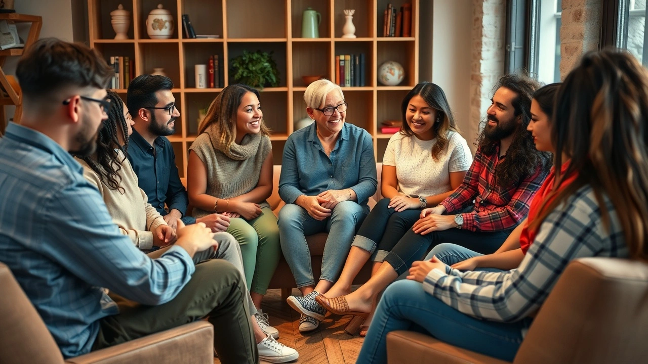 groupe de personnes assises en cercle en discussion