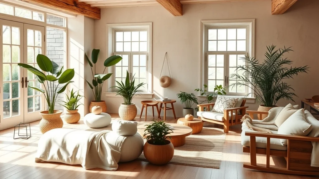 Intérieur apaisant avec des matériaux naturels
