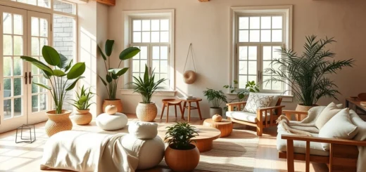 Intérieur apaisant avec des matériaux naturels