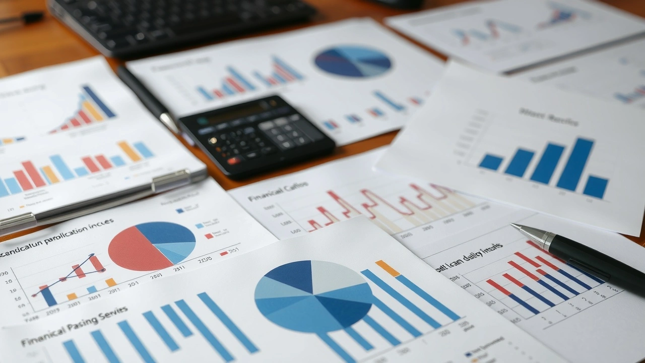 une collection de graphiques de ratios financiers sur un bureau