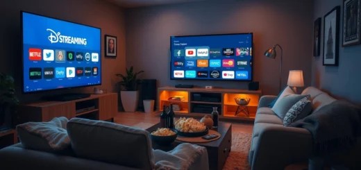 Un salon confortable et accueillant pour une soirée cinéma, avec un canapé, des collations, et une ambiance relaxante.