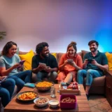 Une soirée entre amis avec des applications de divertissement modernes