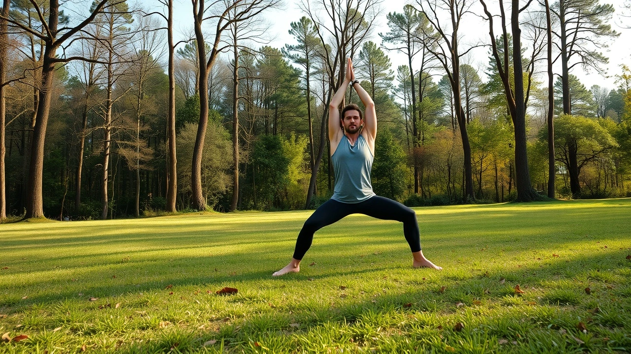person pratiquant le yoga en plein air dans la nature