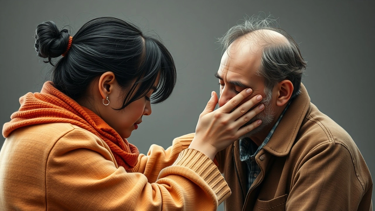 une personne aide une autre en difficulté