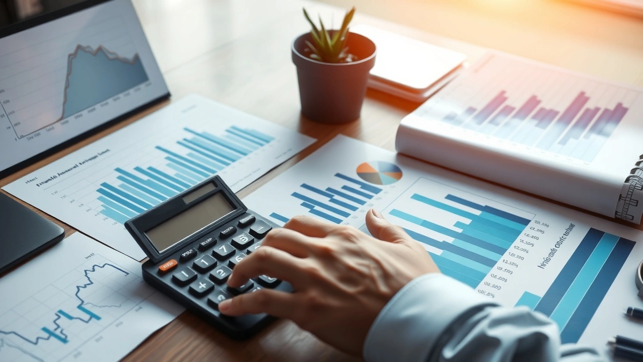 person analysant des graphiques financiers sur un bureau