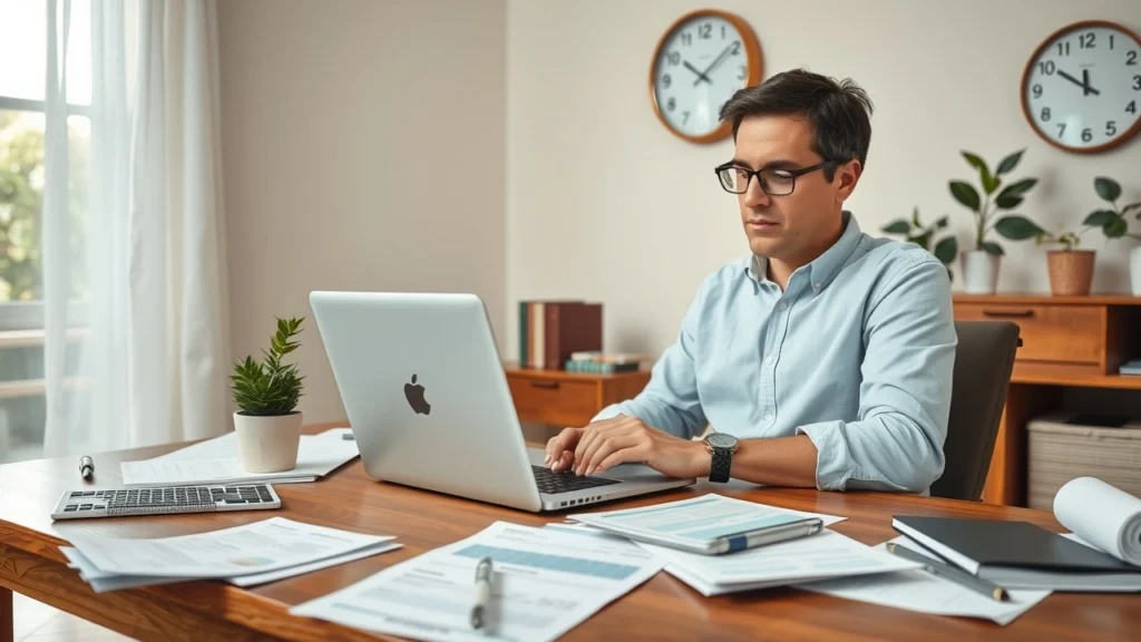 Bureau moderne avec une personne analysant ses dépenses mensuelles