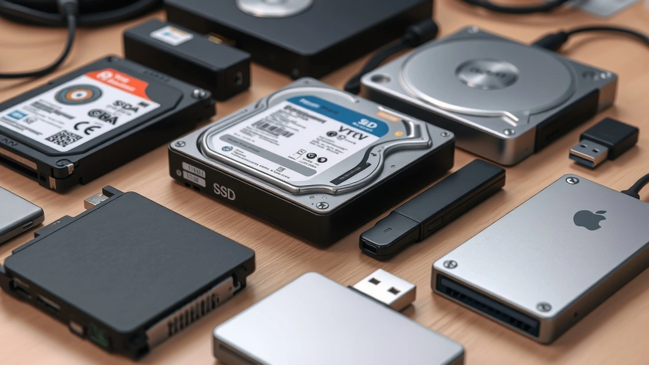 dispositifs de stockage modernes sur un bureau