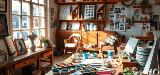 Un espace de travail accueillant avec des activités manuelles créatives et variées.