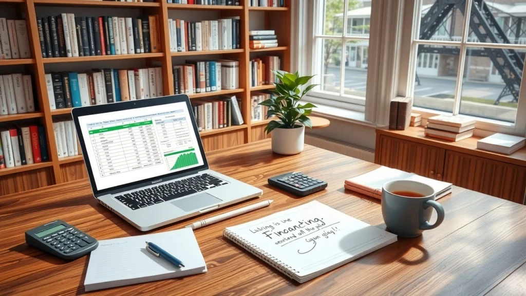 Un espace de travail serein avec des outils de planification financière.