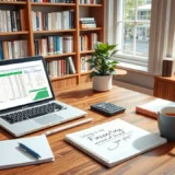 Un espace de travail serein avec des outils de planification financière.