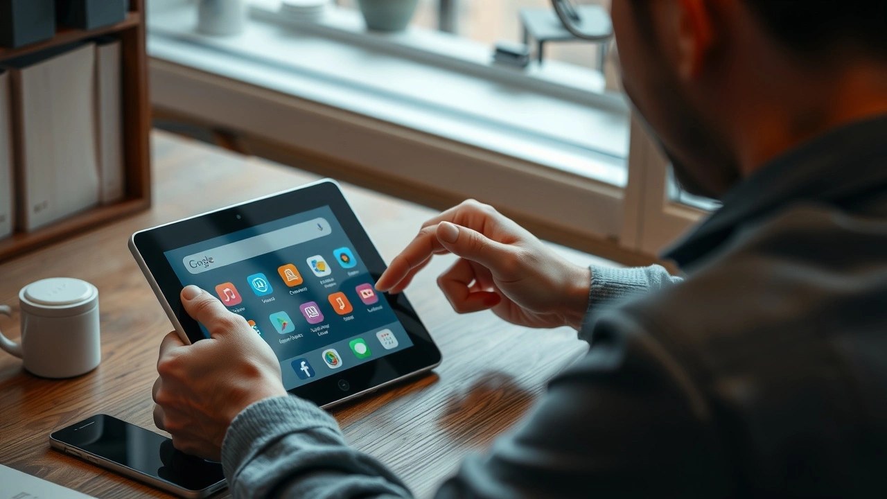 person utilisant un appareil numérique pour évaluer des applications