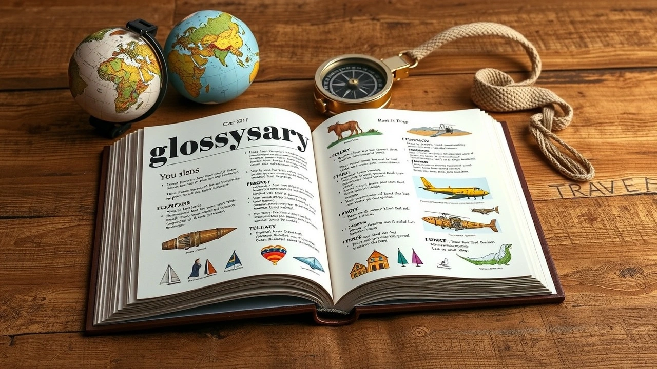 un livre de glossaire de voyage ouvert sur une table