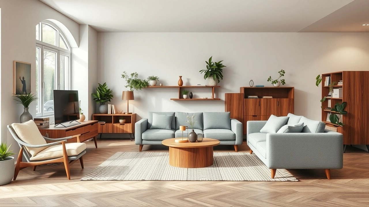 photographie de meubles modulables dans un salon durable