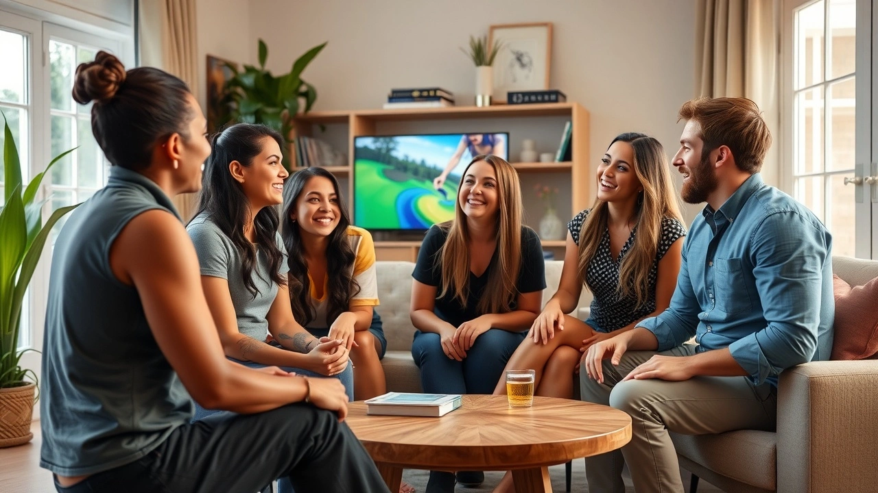 groupe de participants de tele-realite partageant leurs experiences