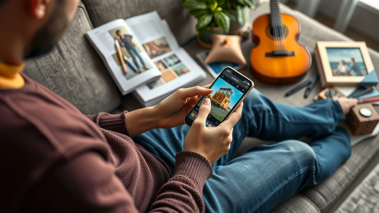 une personne utilisant une application de loisir sur un smartphone