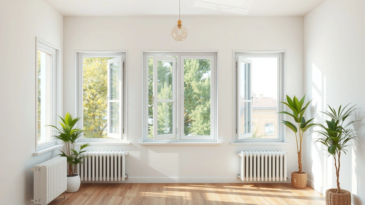 une piece bien aerée avec des fenêtres ouvertes