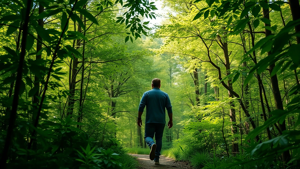 person se promenant dans une forêt luxuriante