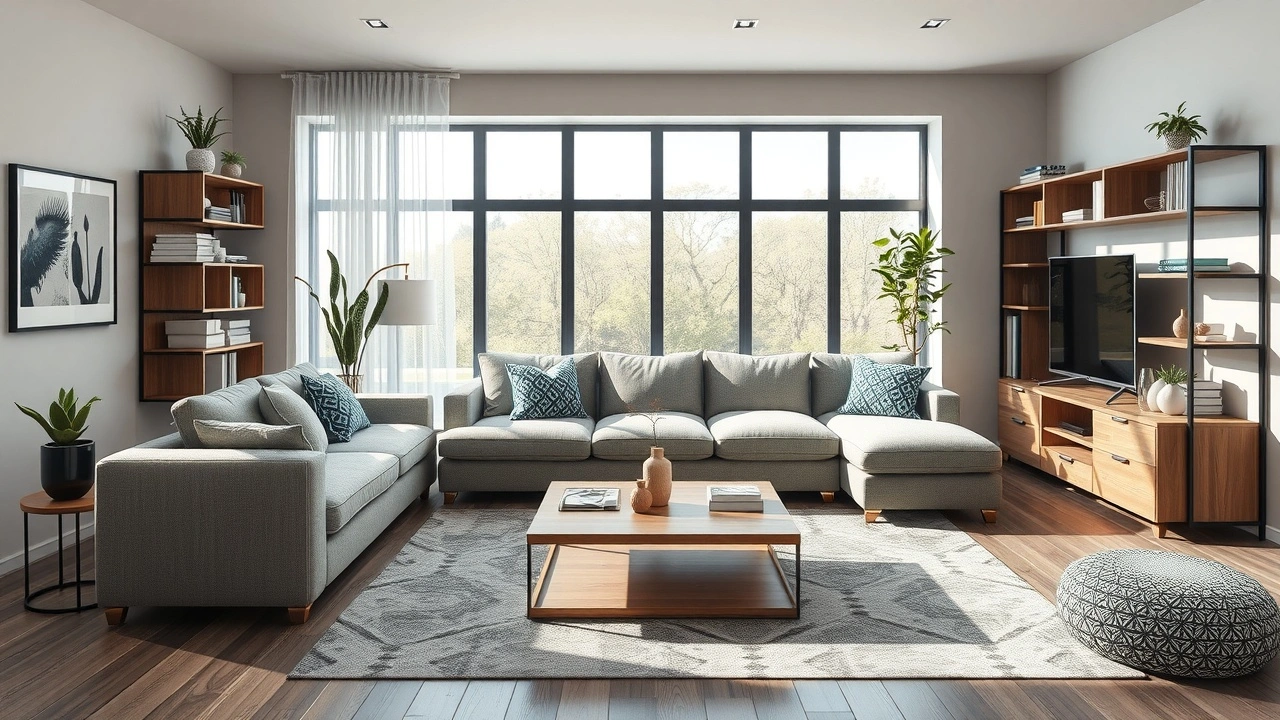 salon avec des meubles modulables bien agencés