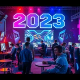 Une scène moderne illustrant les tendances des jeux vidéo en 2023.