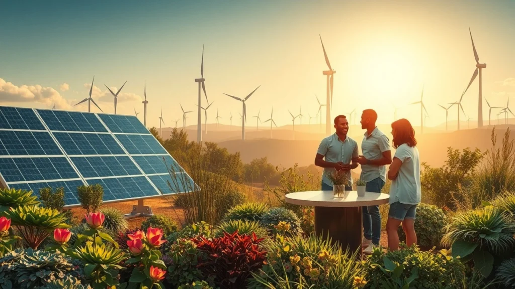 Une illustration photoréaliste d'un paysage représentant des investissements éthiques pour un avenir durable.