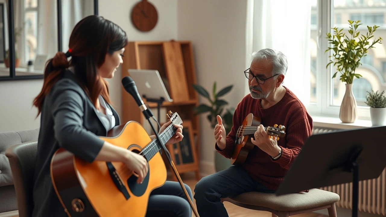 un moment de therapie musicale entre un therapist et un client