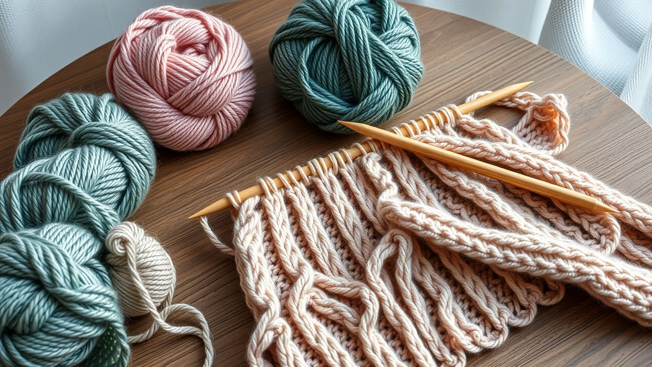 configuration de tricot moderne avec fils et aiguilles