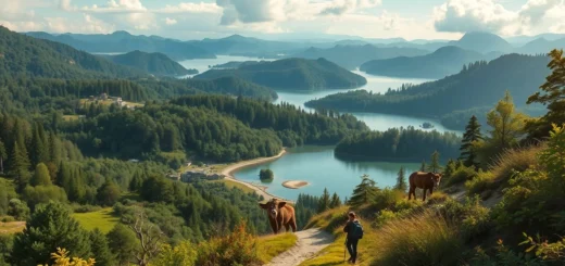 Un voyageur respectueux de l'environnement dans un paysage naturel préservé.