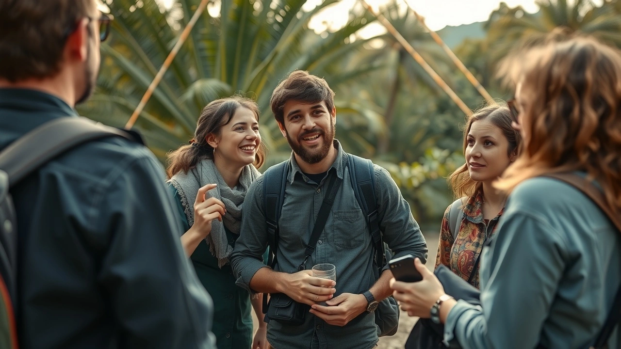 voyageur partageant ses experiences en pleine nature