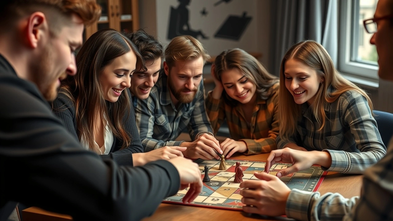 groupe d'amis jouant à un jeu de société ensemble