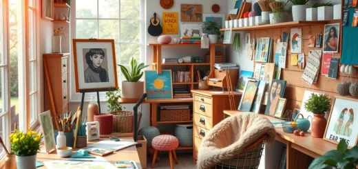 Une scène montrant les bienfaits des loisirs créatifs sur le bien-être quotidien.