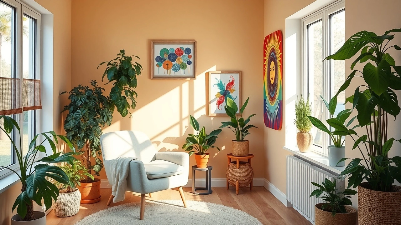 chambre chaleureuse et colorée pour le bien-être émotionnel