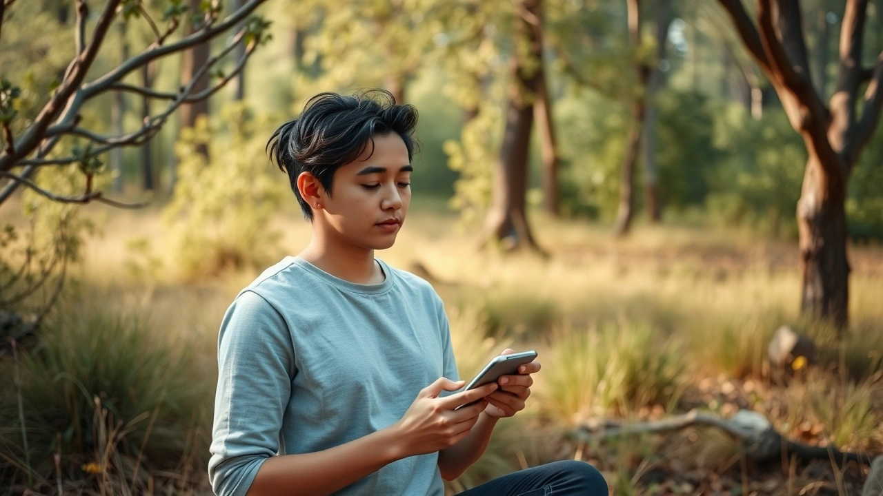 person se deconnectant dans la nature