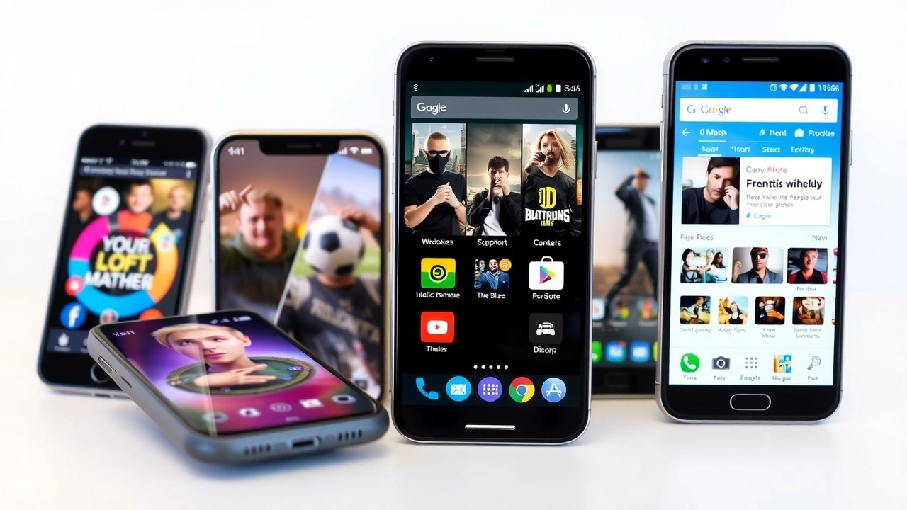 écrans de smartphones avec des applications de divertissement