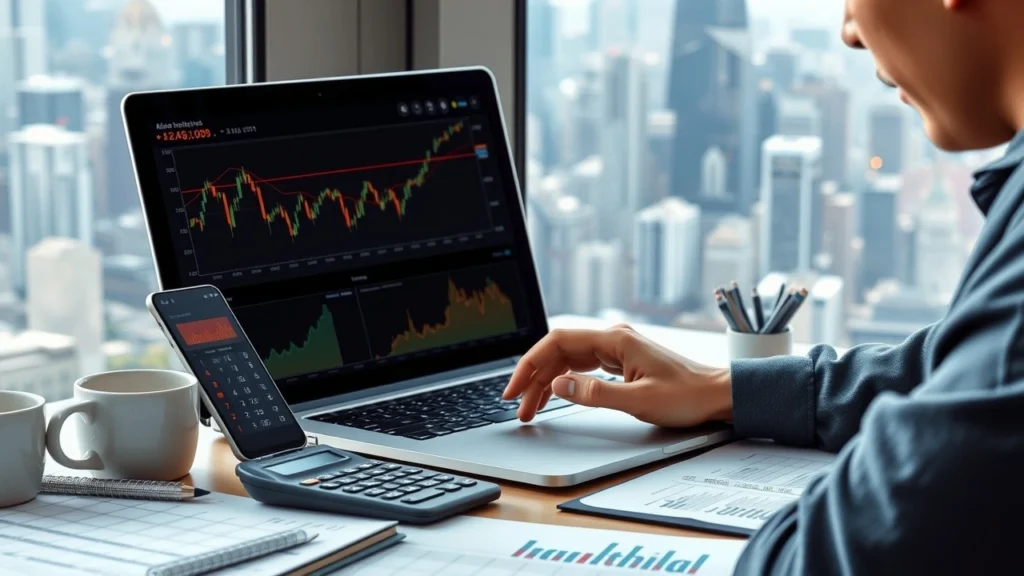 Espace de travail financier moderne avec analiste et graphiques