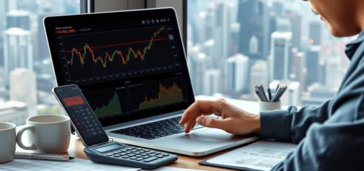 Espace de travail financier moderne avec analiste et graphiques