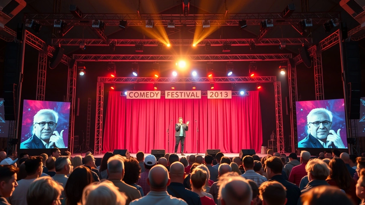 festival de comédie en plein air avec un public